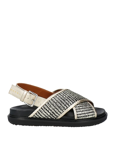 MARNI Sandals Platinum Leather, Textile fibres