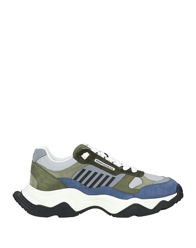 DSQUARED2 Sneakers Military green Leather, Textile fibers