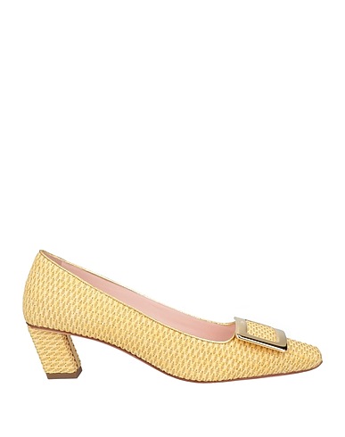 ROGER VIVIER Court Pastel yellow Natural raffia, Leather