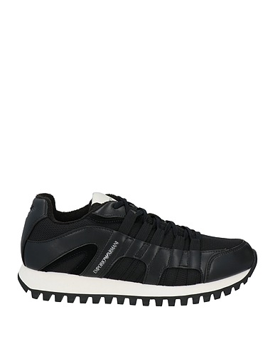 EMPORIO ARMANI Sneakers Black Leather, Textile fibers, Synthetic fibers