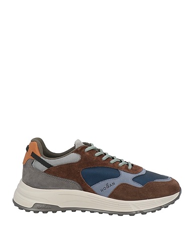 HOGAN Sneakers Brown Leather, Textile fibres