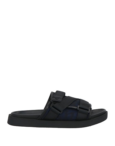 EMPORIO ARMANI Sandals Midnight blue Leather, Textile fibres