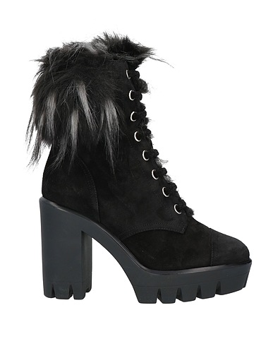 GIUSEPPE ZANOTTI Ankle boot Black Leather, Textile fibres
