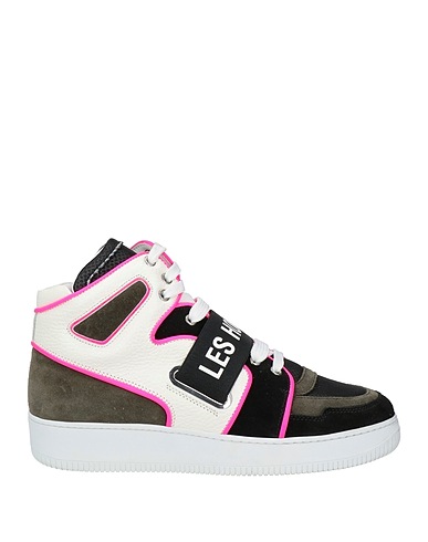 LES HOMMES Sneakers Military green Leather, Textile fibers