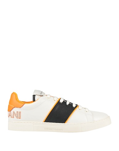 EMPORIO ARMANI Sneakers White 100% Calfskin, Polyester, Polyurethane coated