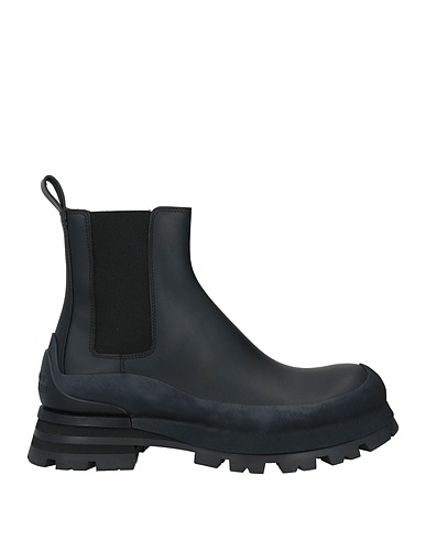 MCQUEEN Ankle boot Black Leather, Elastic fibres