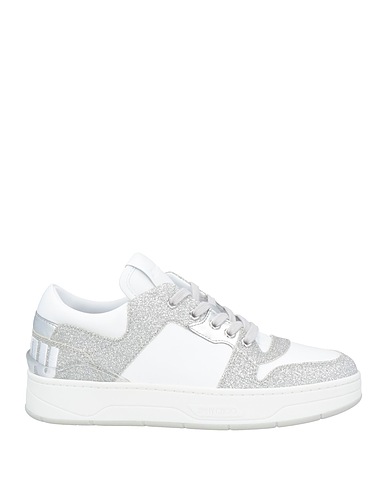 JIMMY CHOO Sneakers White Leather, Textile fibres