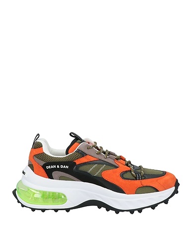 DSQUARED2 Sneakers Military green Calfskin, Textile fibres