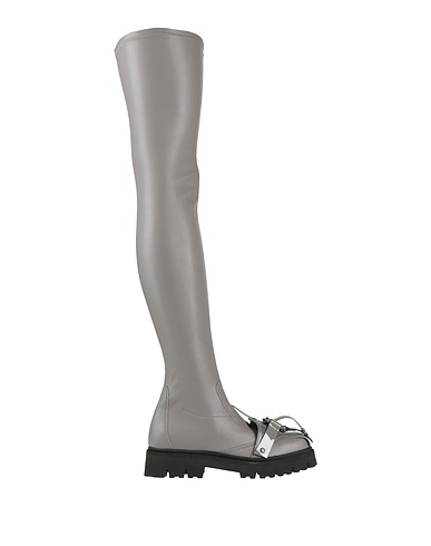 EMPORIO ARMANI Ankle boot Grey Leather, Textile fibers