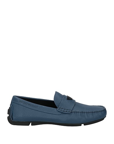 EMPORIO ARMANI Loafers Slate blue 100% Cow leather