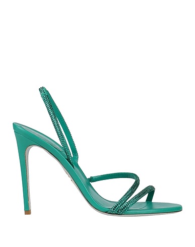 RENE' CAOVILLA Sandals Emerald green Textile fibers