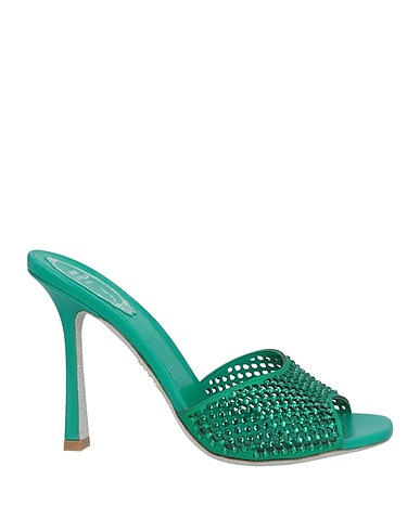 RENE' CAOVILLA Sandals Emerald green Textile fibers