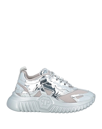 PHILIPP PLEIN Sneakers Silver Leather, Textile fibers