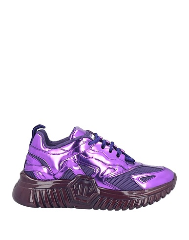 PHILIPP PLEIN Sneakers Purple Leather, Textile fibres