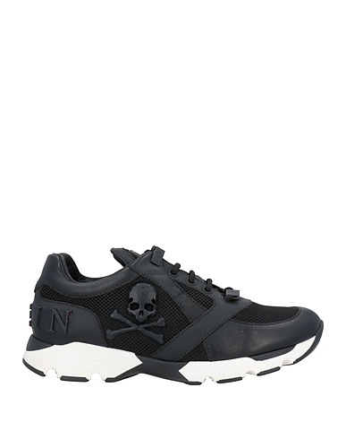 PHILIPP PLEIN Sneakers Black Leather, Textile fibres