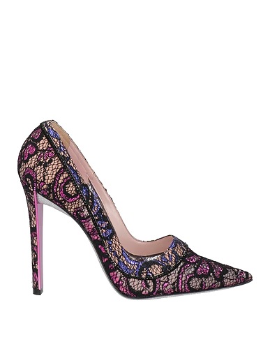 RENE' CAOVILLA Pump Black Leather, Textile fibers