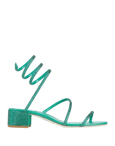 RENE' CAOVILLA Sandals Emerald green Textile fibers