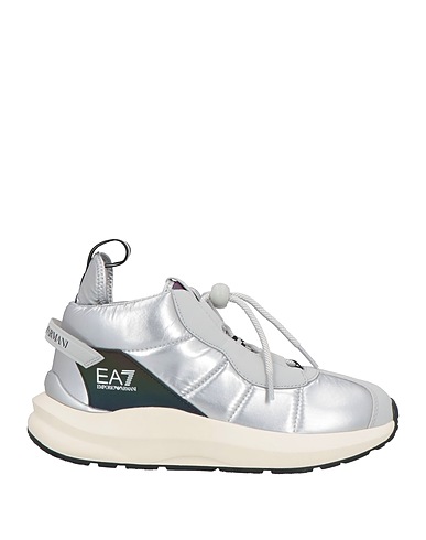 EA7 Sneakers Silver 100% Polyester, Polyurethane coated, Polyamide, Thermoplastic polyurethane