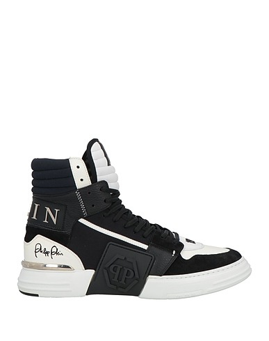 PHILIPP PLEIN Sneakers Black Leather, Textile fibres