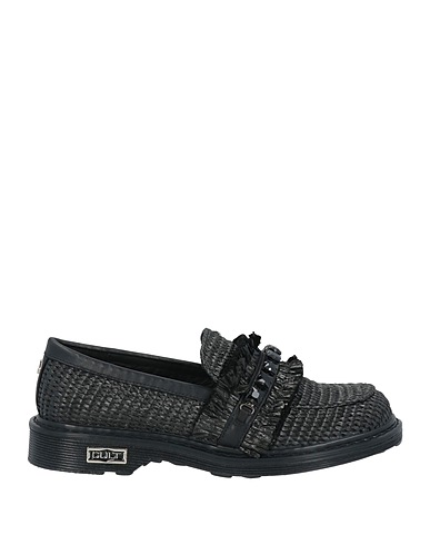 CULT Loafers Black Leather, Textile fibers
