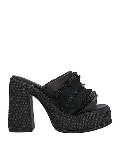 CULT Sandals Black Textile fibers, Leather