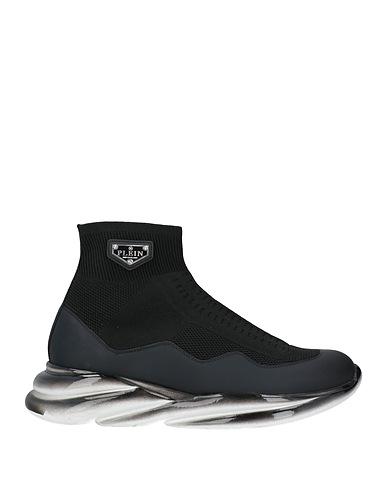 PHILIPP PLEIN Sneakers Black Leather, Textile fibres