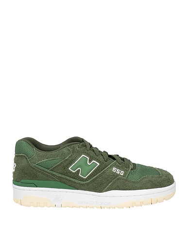 NEW BALANCE Sneakers Green Leather, Textile fibres