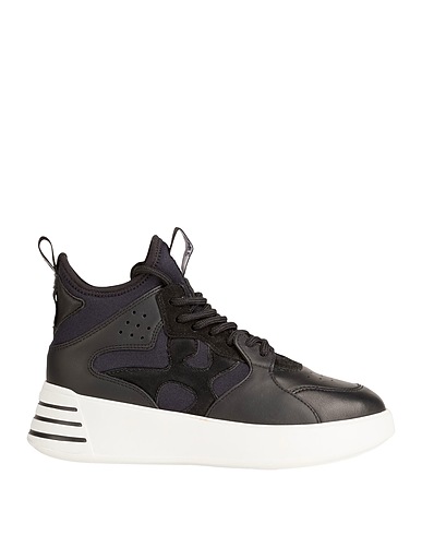 HOGAN Sneakers Black Leather, Textile fibres