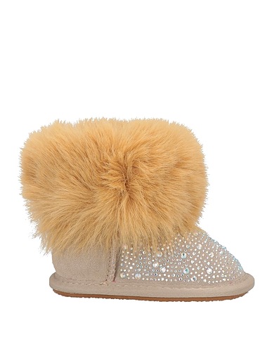 MONNALISA Ankle boot Light grey Leather, Textile fibres