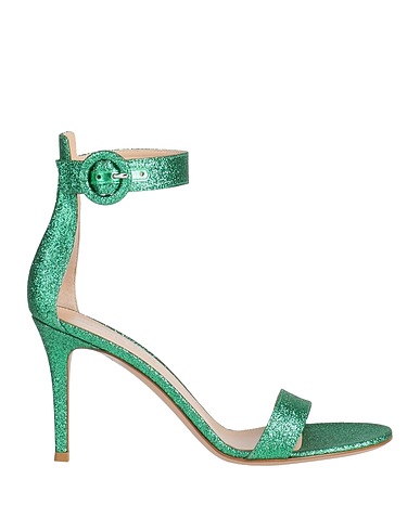 GIANVITO ROSSI Sandals Emerald green Textile fibers