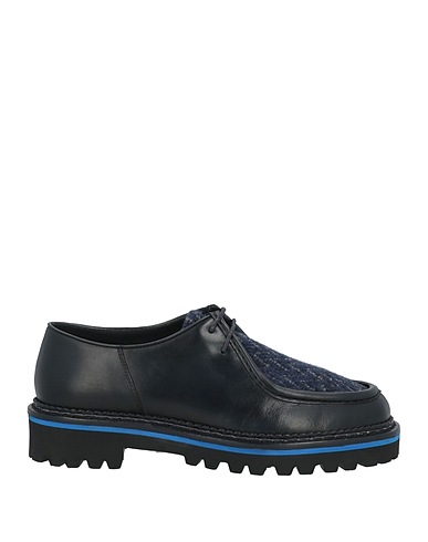 MISSONI Laced shoes Midnight blue Leather, Textile fibres