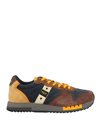 BLAUER. Sneakers Dark brown Leather, Textile fibres, Other Fibres