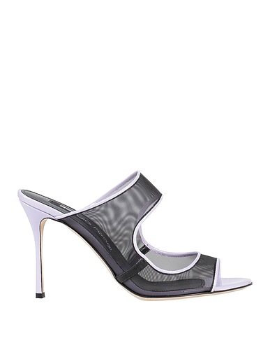 SERGIO ROSSI Sandals Lilac Leather, Textile fibers