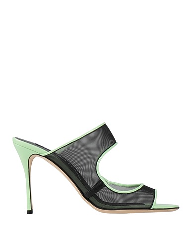 SERGIO ROSSI Sandals Light green Leather, Textile fibers