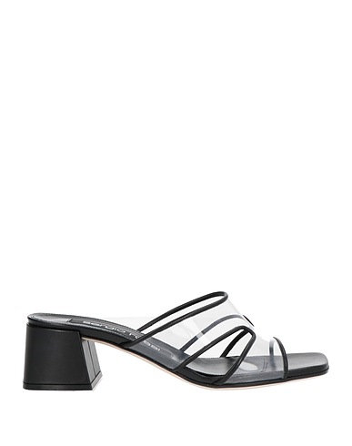 SERGIO ROSSI Sandals Black Leather, PVC - Polyvinyl chloride