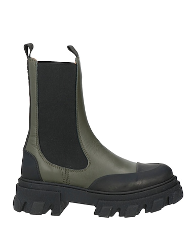 GANNI Ankle boot Black Leather, Textile fibers