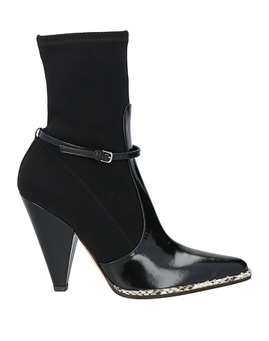 SERGIO ROSSI Ankle boot Black Leather, Textile fibres