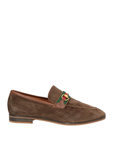 GUCCI Loafers Military green Leather, Textile fibers