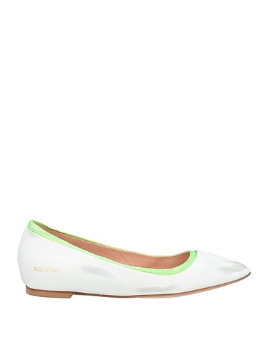HIDNANDER Ballet flats White Leather, Textile fibres