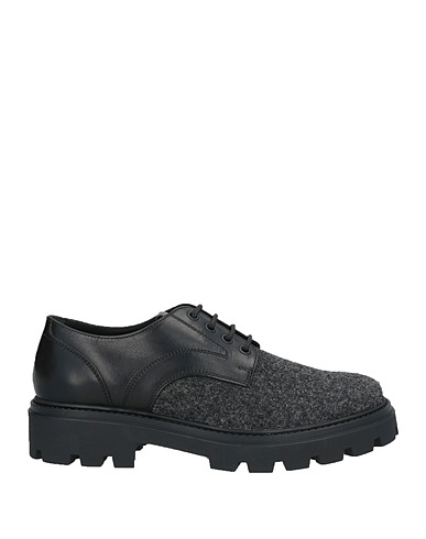 TOD'S Laced shoes Black Leather, Textile fibres