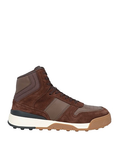 TOD'S Sneakers Dark brown Leather, Textile fibres