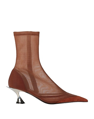 MUGLER Ankle boot Camel Leather, Textile fibers
