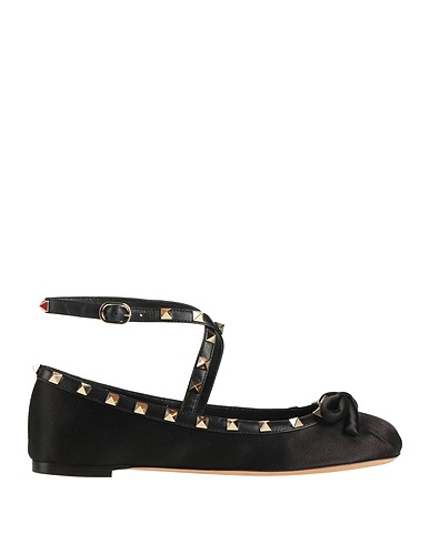 VALENTINO GARAVANI Ballet flats Black Textile fibres, Leather