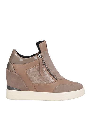 GEOX Sneakers Taupe Leather, Textile fibers