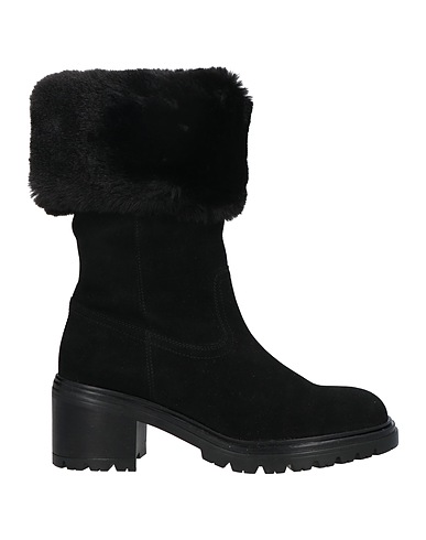 GEOX Ankle boot Black Leather, Polyester