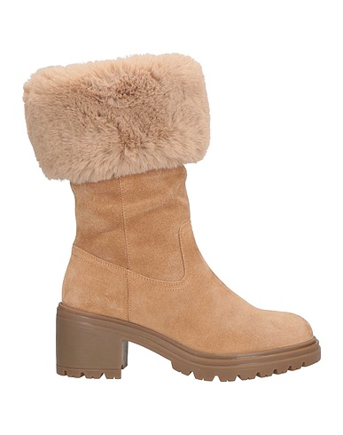 GEOX Ankle boot Beige Leather, Polyester