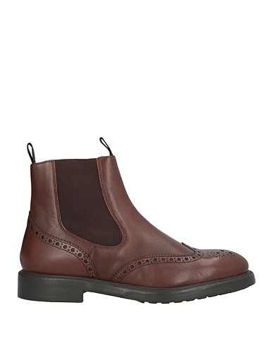 GEOX Ankle boot Chocolate brown Leather, Elastic fibres