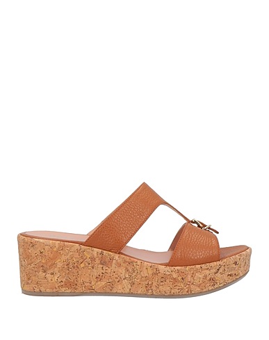 POLLINI Mules and clogs Tan Leather
