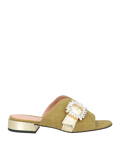 POLLINI Sandals Military green Leather