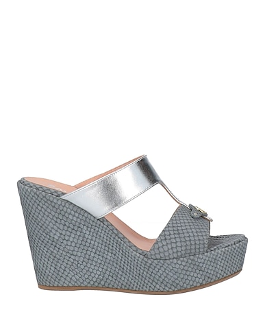 POLLINI Sandals Grey 55% Calfskin, 45% Polyolefin
